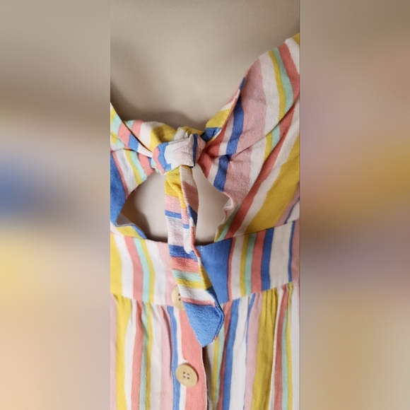 Lush size large colorful stripped spaghetti strap midi dress with tie front - Picture 4 of 6